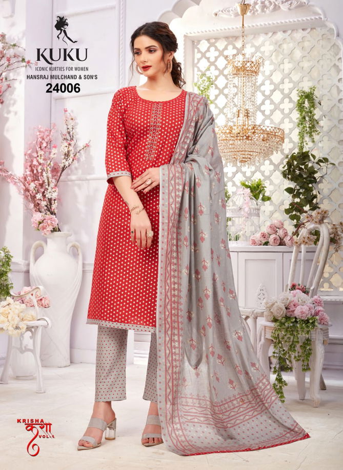 Krisha By Kuku 24001-24008 Readymade Cotton Salwar Suits Catalog